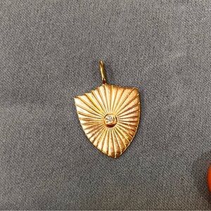 Adina Reyter -  Retired - Gold Sunburst Shield Pendant Charm - Women's Jewelry
